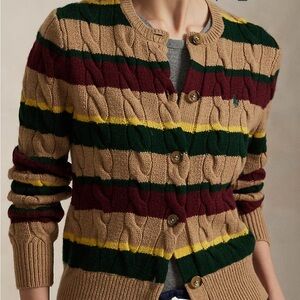Polo Ralph Lauren Striped Cable-Knit Cardigan